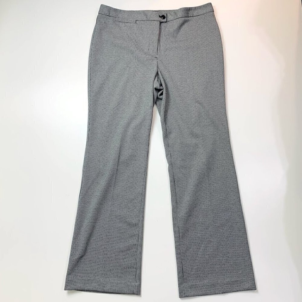 Talbots Pant Trouser Houndstooth Plaid Black White Herringbone Straight Winter